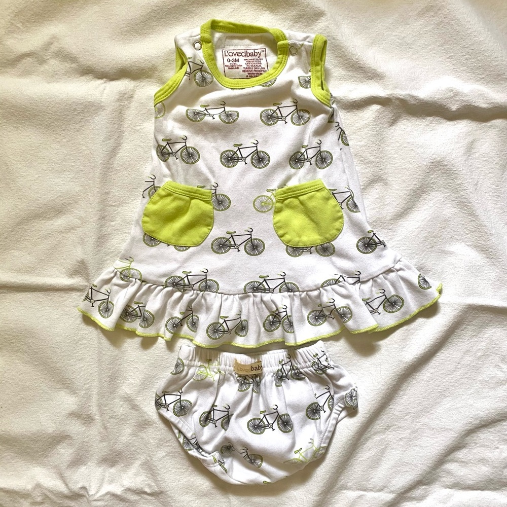 0-3mon L’ovedbaby Organic Cotton Bicycle Tunic Set
